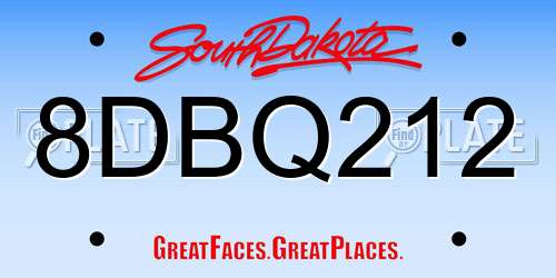 8DBQ212 South Dakota License Plate