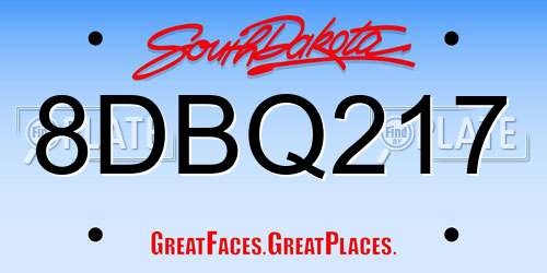 8DBQ217 South Dakota License Plate