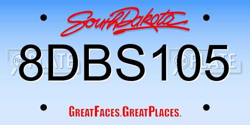 8DBS105 South Dakota License Plate