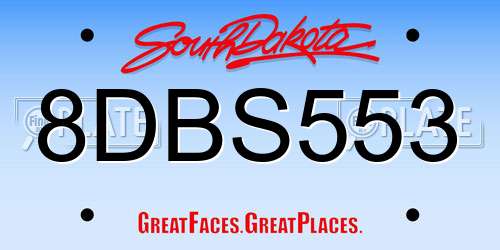 8DBS553 South Dakota License Plate