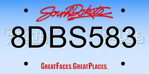 8DBS583 South Dakota License Plate