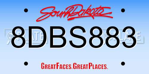 8DBS883 South Dakota License Plate