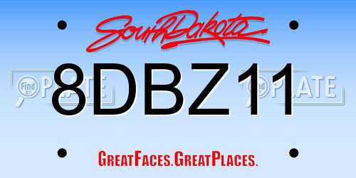8DBZ11 South Dakota License Plate