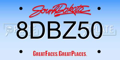 8DBZ50 South Dakota License Plate