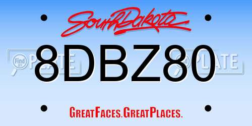 8DBZ80 South Dakota License Plate