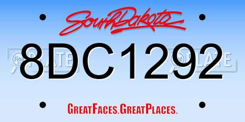 8DC1292 South Dakota License Plate