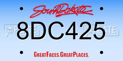 8DC425 South Dakota License Plate