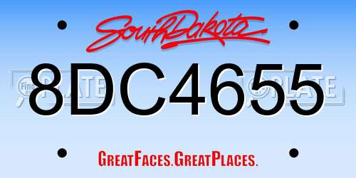 8DC4655 South Dakota License Plate