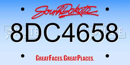 8DC4658 South Dakota License Plate