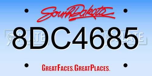 8DC4685 South Dakota License Plate