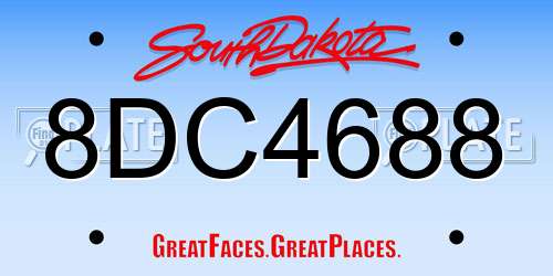 8DC4688 South Dakota License Plate