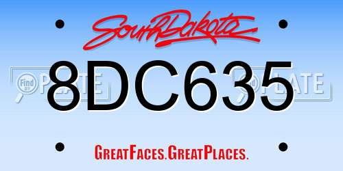8DC635 South Dakota License Plate