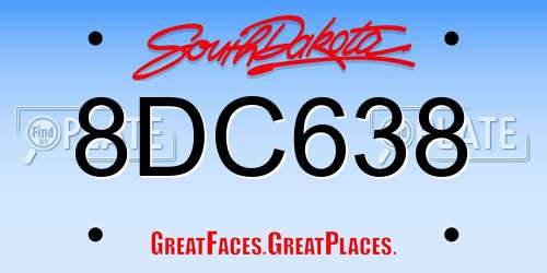 8DC638 South Dakota License Plate