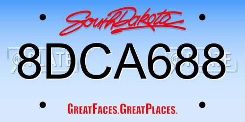 8DCA688 South Dakota License Plate