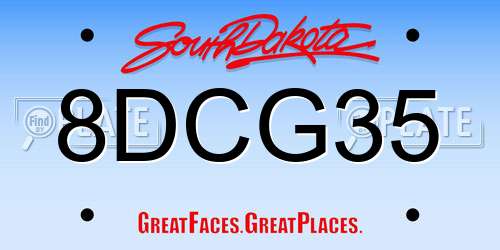 8DCG35 South Dakota License Plate