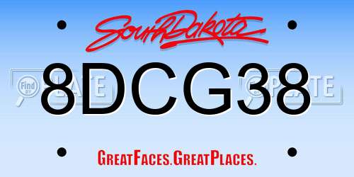 8DCG38 South Dakota License Plate
