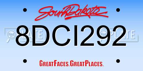8DCI292 South Dakota License Plate