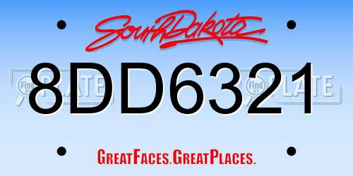 8DD6321 South Dakota License Plate