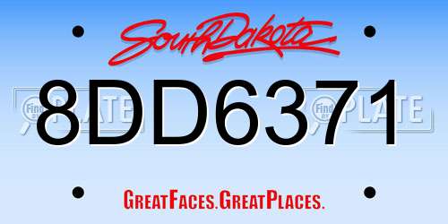 8DD6371 South Dakota License Plate