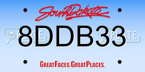8DDB33 South Dakota License Plate