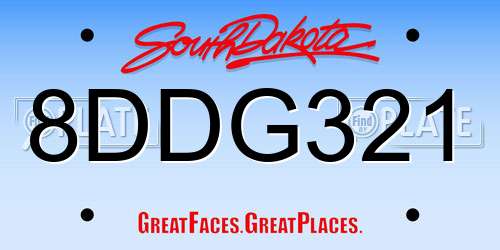 8DDG321 South Dakota License Plate
