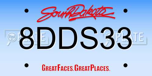 8DDS33 South Dakota License Plate