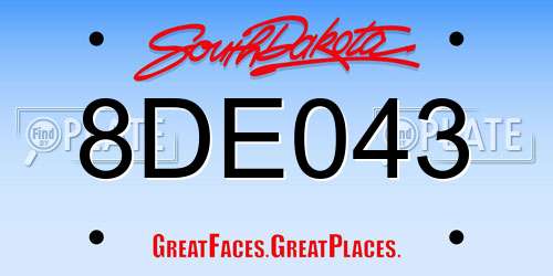 8DE043 South Dakota License Plate