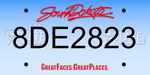 8DE2823 South Dakota License Plate