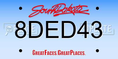 8DED43 South Dakota License Plate