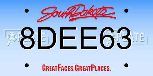 8DEE63 South Dakota License Plate