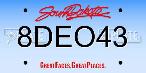 8DEO43 South Dakota License Plate