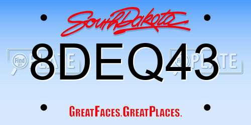8DEQ43 South Dakota License Plate