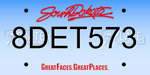 8DET573 South Dakota License Plate
