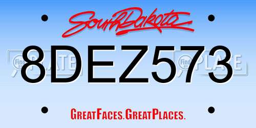 8DEZ573 South Dakota License Plate