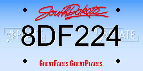 8DF224 South Dakota License Plate