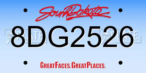 8DG2526 South Dakota License Plate