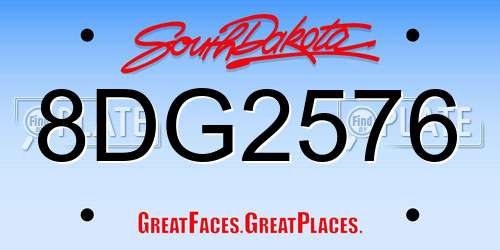 8DG2576 South Dakota License Plate