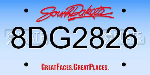 8DG2826 South Dakota License Plate