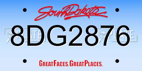 8DG2876 South Dakota License Plate