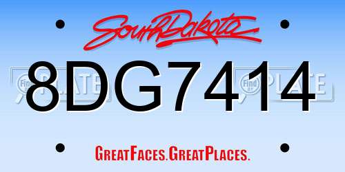 8DG7414 South Dakota License Plate