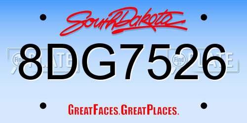 8DG7526 South Dakota License Plate