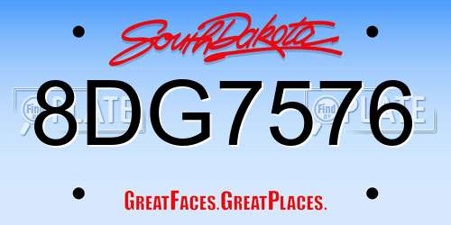 8DG7576 South Dakota License Plate