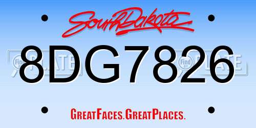 8DG7826 South Dakota License Plate