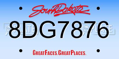 8DG7876 South Dakota License Plate
