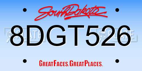 8DGT526 South Dakota License Plate