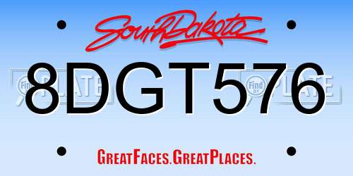 8DGT576 South Dakota License Plate