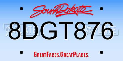 8DGT876 South Dakota License Plate