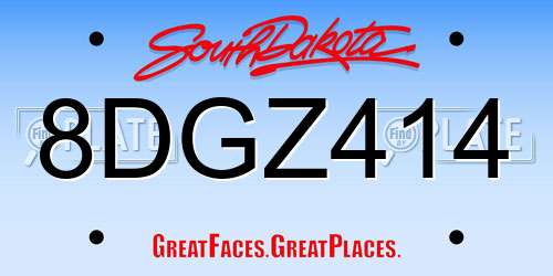 8DGZ414 South Dakota License Plate