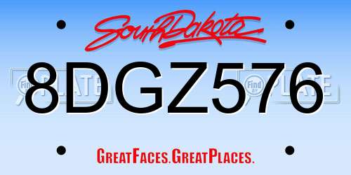 8DGZ576 South Dakota License Plate