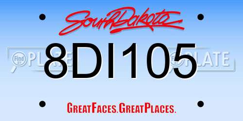 8DI105 South Dakota License Plate